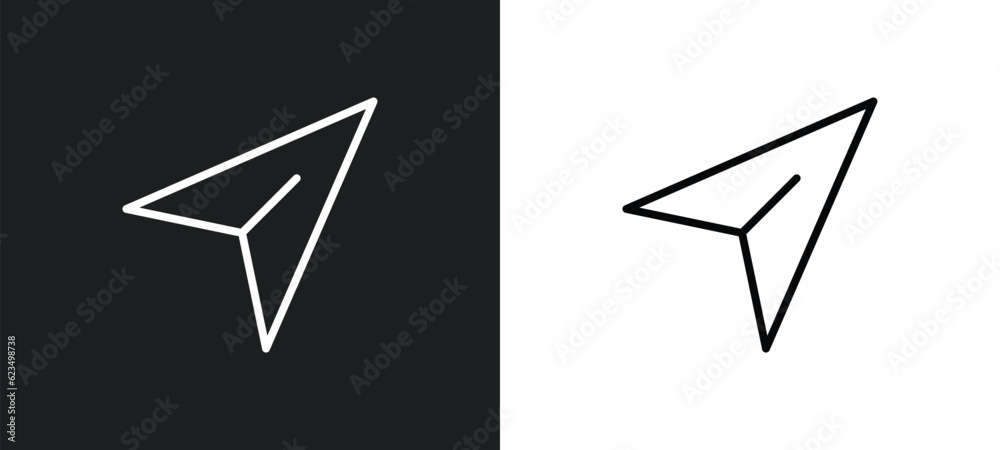 Aufkleber navigation arrow icon isolated in white and black colors. navigation arrow outline vector icon from 