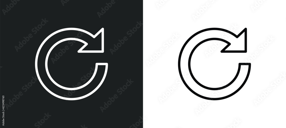 Poster redo arrow icon isolated in white and black colors. redo arrow outline vector icon from user interfa
