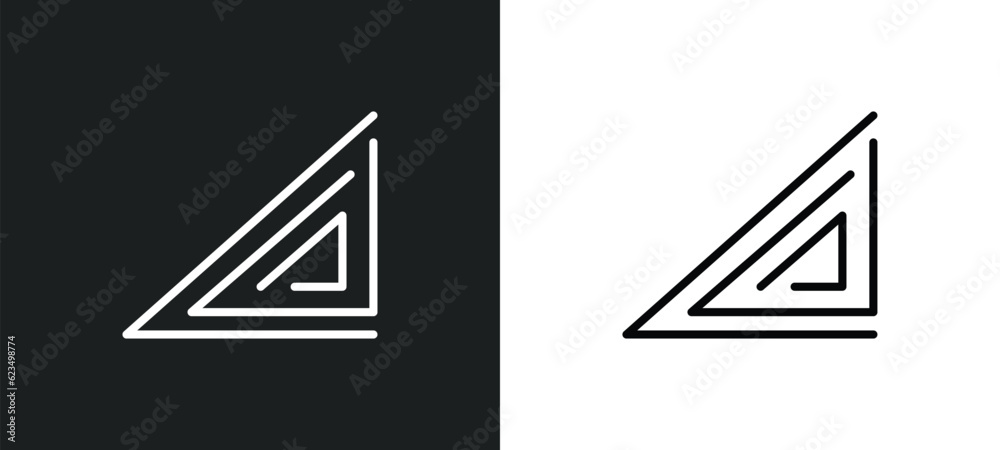 Poster triangular icon isolated in white and black colors. triangular outline vector icon from user interfa