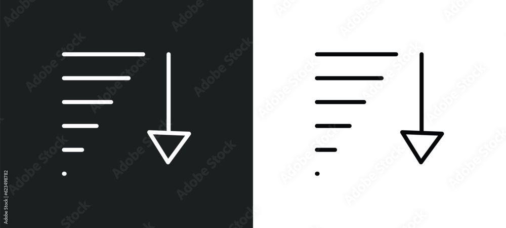 Poster sorting icon isolated in white and black colors. sorting outline vector icon from user interface col