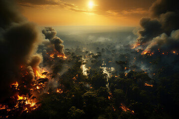 Jungle burns, environmental damage, natural disaster