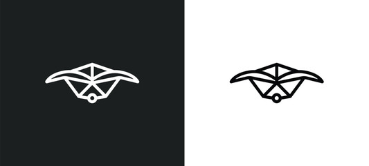 hang glider icon isolated in white and black colors. hang glider outline vector icon from transportation collection for web, mobile apps and ui.