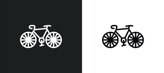Fototapeta na wymiar vintage bicycle icon isolated in white and black colors. vintage bicycle outline vector icon from transportation collection for web, mobile apps and ui.