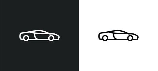 sport car icon isolated in white and black colors. sport car outline vector icon from transportation collection for web, mobile apps and ui.