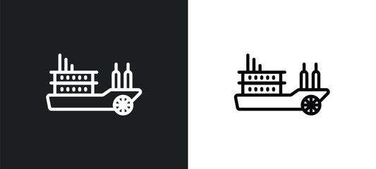 paddlewheeler icon isolated in white and black colors. paddlewheeler outline vector icon from transportation collection for web, mobile apps and ui.