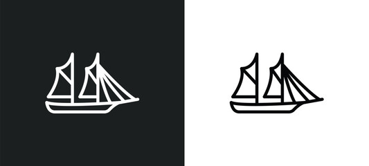 schooner icon isolated in white and black colors. schooner outline vector icon from transportation collection for web, mobile apps and ui.