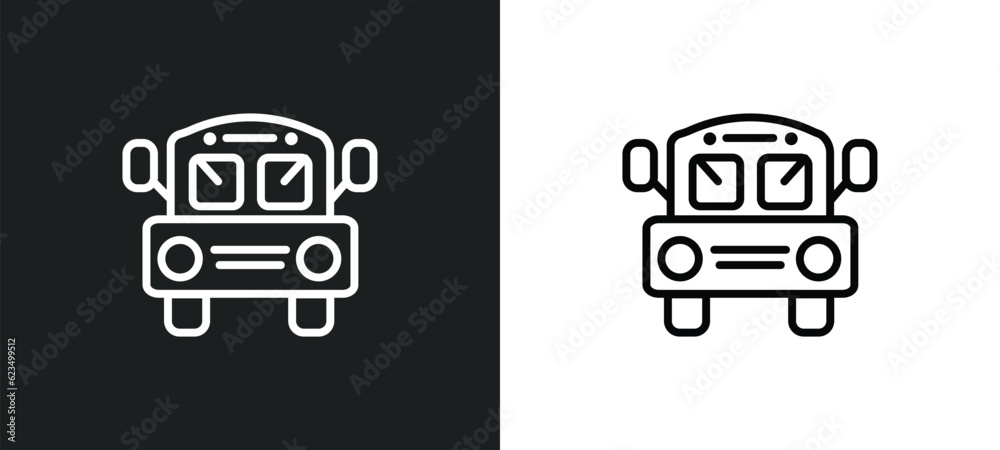 Poster school bus empty icon isolated in white and black colors. school bus empty outline vector icon from 