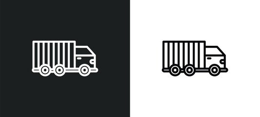 trucking icon isolated in white and black colors. trucking outline vector icon from transport collection for web, mobile apps and ui.