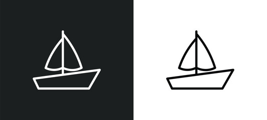 sail boat icon isolated in white and black colors. sail boat outline vector icon from transport collection for web, mobile apps and ui.