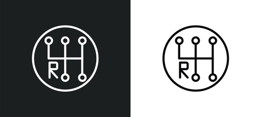 gearshift icon isolated in white and black colors. gearshift outline vector icon from transport collection for web, mobile apps and ui.