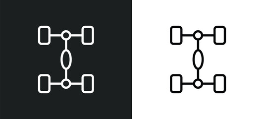 chassis icon isolated in white and black colors. chassis outline vector icon from transport collection for web, mobile apps and ui.