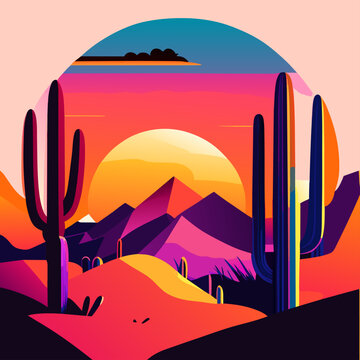 cactus and sun cartoon