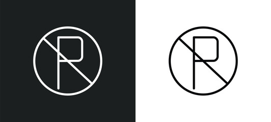 no parking icon isolated in white and black colors. no parking outline vector icon from traffic signs collection for web, mobile apps and ui.