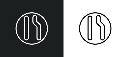 lane icon isolated in white and black colors. lane outline vector icon from traffic signs collection for web, mobile apps and ui.