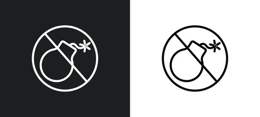 no bombs icon isolated in white and black colors. no bombs outline vector icon from traffic signs collection for web, mobile apps and ui.