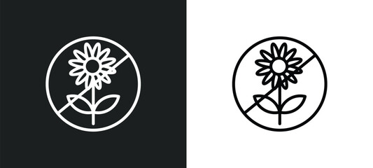 no picking flowers icon isolated in white and black colors. no picking flowers outline vector icon from traffic signs collection for web, mobile apps and ui.