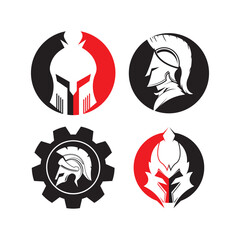 Knight helmet vector illustration for an icon, symbol or logo. knight flat logo gladiator