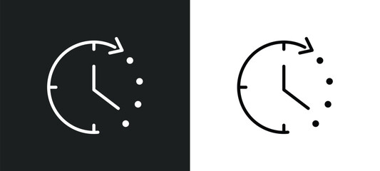 time left icon isolated in white and black colors. time left outline vector icon from tools and utensils collection for web, mobile apps and ui.