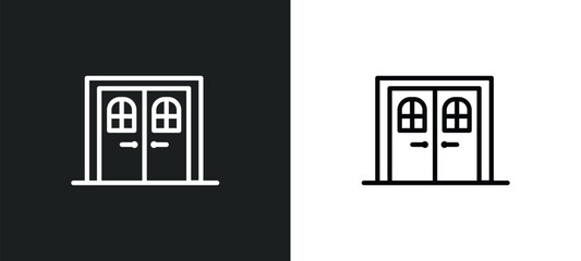 doors icon isolated in white and black colors. doors outline vector icon from tools and utensils collection for web, mobile apps and ui.