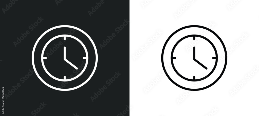 Poster circular clock icon isolated in white and black colors. circular clock outline vector icon from tool