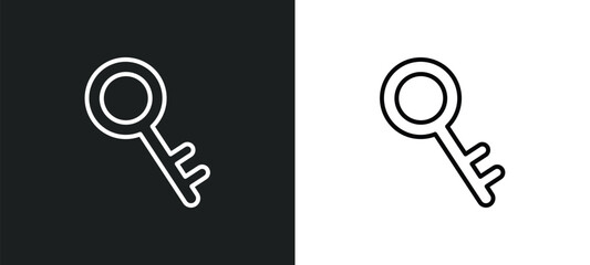 tiny key icon isolated in white and black colors. tiny key outline vector icon from tools and utensils collection for web, mobile apps and ui.