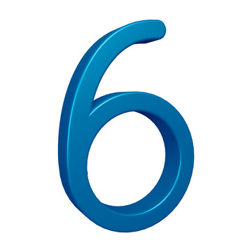 3d blue number 6 design for math, business and education concept 