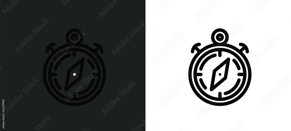 Poster navigation compass icon isolated in white and black colors. navigation compass outline vector icon f