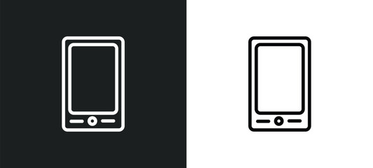 tablet with picture icon isolated in white and black colors. tablet with picture outline vector icon from technology collection for web, mobile apps and ui.