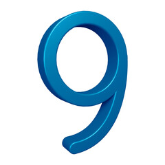 3d blue number 9 design for math, business and education concept 