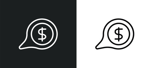 receive money message icon isolated in white and black colors. receive money message outline vector icon from technology collection for web, mobile apps and ui.