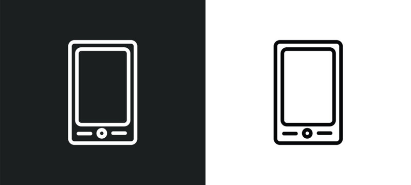 tablet with picture icon isolated in white and black colors. tablet with picture outline vector icon from technology collection for web, mobile apps and ui.