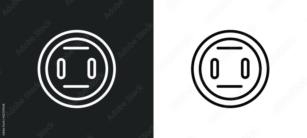 Poster round socket icon isolated in white and black colors. round socket outline vector icon from technolo