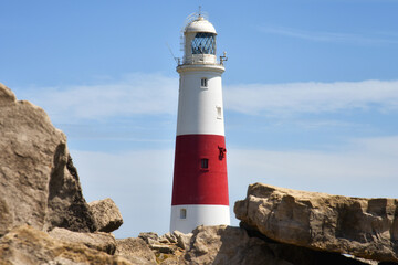 Fototapeta na wymiar Portland Bill Lighthouse in Portland island, Dorset, England, UK