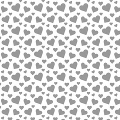 Seamless pattern with grey hearts on a white isolated background. Geometric print.Flat Scandinavian style for print on fabric, gift wrap, web backgrounds, scrap booking, patchwork.Vector illustration