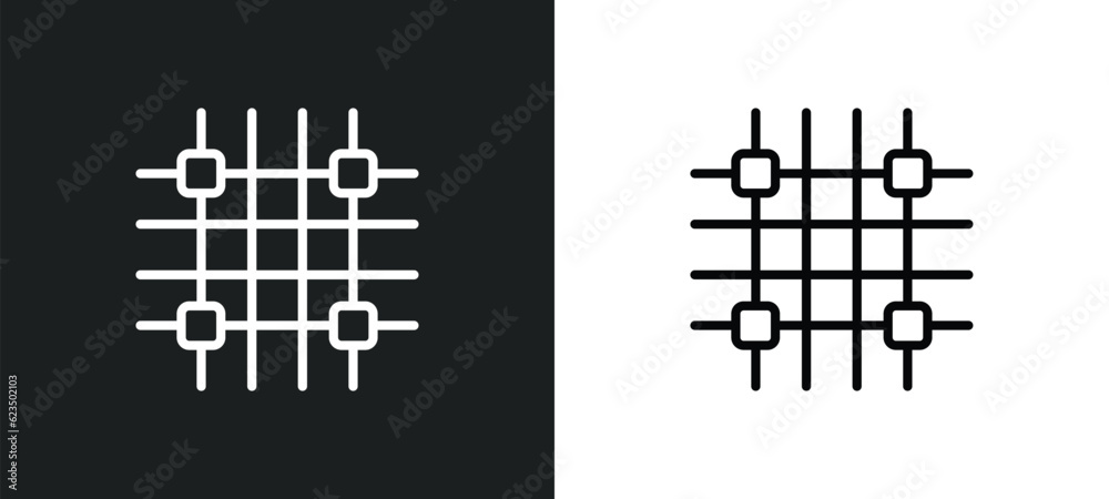 Poster grid system icon isolated in white and black colors. grid system outline vector icon from technology