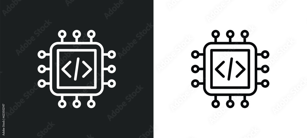 Poster embedding icon isolated in white and black colors. embedding outline vector icon from technology col