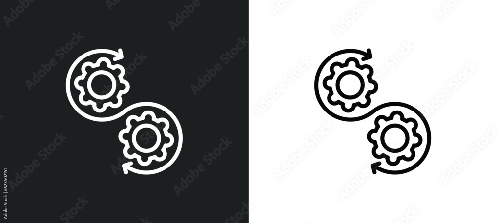 Poster devops icon isolated in white and black colors. devops outline vector icon from technology collectio