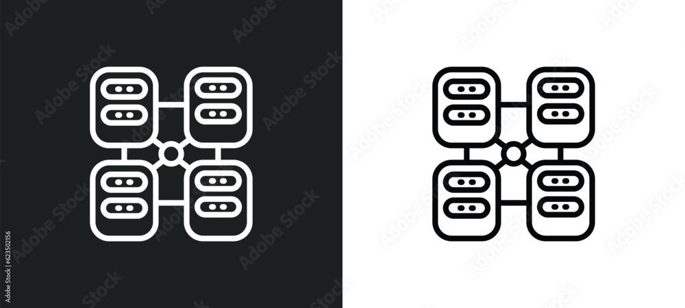 Poster data modelling icon isolated in white and black colors. data modelling outline vector icon from tech