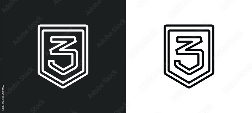 Poster css3 icon isolated in white and black colors. css3 outline vector icon from technology collection fo
