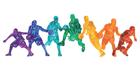 Fototapeta na wymiar Basketball vector colorful illustration. Silhouettes of basketball players.