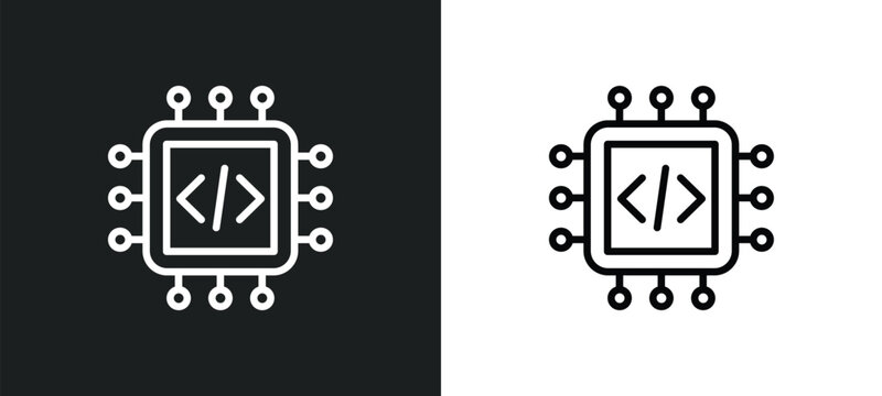 embedding icon isolated in white and black colors. embedding outline vector icon from technology collection for web, mobile apps and ui.