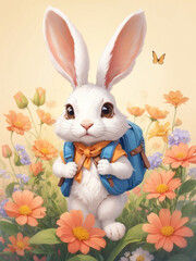 Obraz premium easter bunny with easter eggs, Generative AI