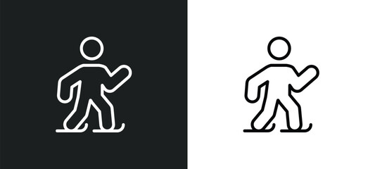 ice skating man icon isolated in white and black colors. ice skating man outline vector icon from sports collection for web, mobile apps and ui.