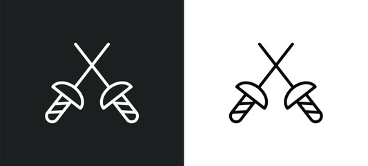 medieval fencing icon isolated in white and black colors. medieval fencing outline vector icon from sports collection for web, mobile apps and ui.