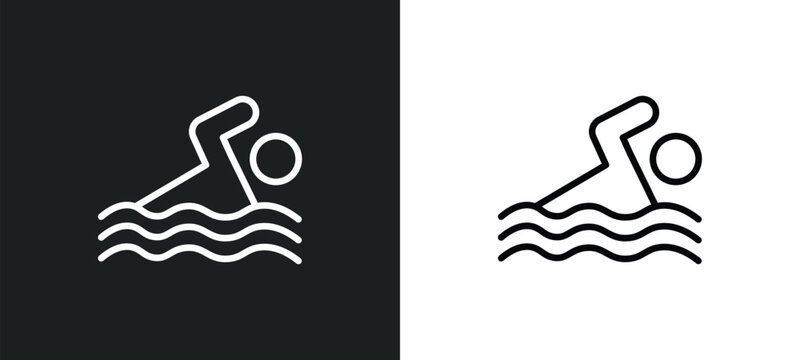 swimming figure icon isolated in white and black colors. swimming figure outline vector icon from sports collection for web, mobile apps and ui.