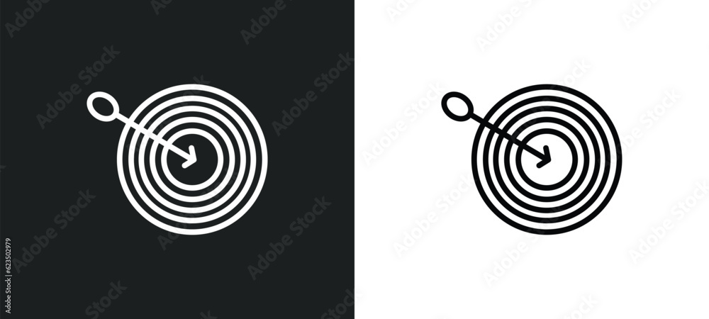 Poster dartboard with dart icon isolated in white and black colors. dartboard with dart outline vector icon