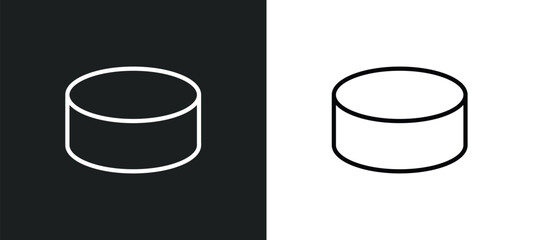 hockey puck icon isolated in white and black colors. hockey puck outline vector icon from sports collection for web, mobile apps and ui.