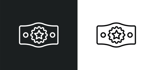 champion belt icon isolated in white and black colors. champion belt outline vector icon from sports collection for web, mobile apps and ui.