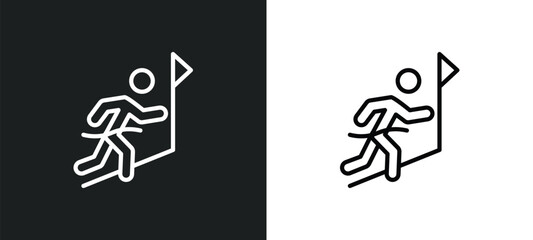 winning the race icon isolated in white and black colors. winning the race outline vector icon from sports collection for web, mobile apps and ui.