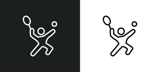 man playing tennis icon isolated in white and black colors. man playing tennis outline vector icon from sports collection for web, mobile apps and ui.